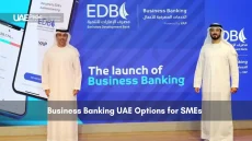 Two Emirati men at business banking launch event by Emirates Development Bank