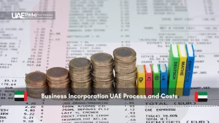 Stacks of coins and mini books showing UAE business setup theme