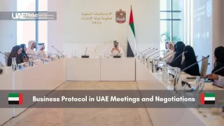 UAE officials and delegates in formal business meeting