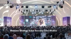 Business event with Sheikh Mohammed’s image on screen