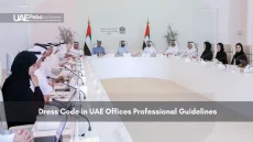 A formal meeting in a UAE office with professionals.