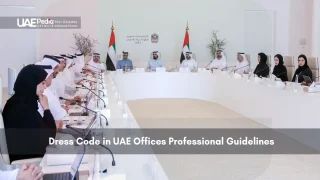 A formal meeting in a UAE office with professionals.