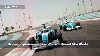 Race cars on Yas Marina Circuit in Abu Dhabi