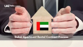 Businessman holding house model with UAE flag
