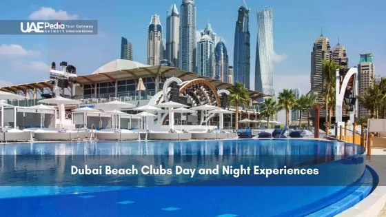 Dubai Beach Club with City Skyline in Background