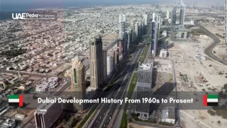 Skyline of modern Dubai with high-rise buildings and main highway