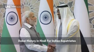 Indian and Emirati leaders shaking hands with flags behind