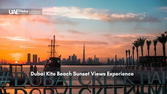 Sunset skyline view from Dubai Kite Beach