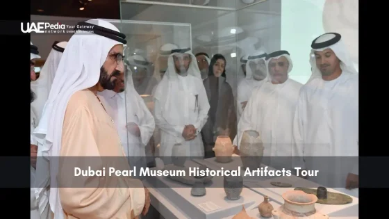 Group viewing ancient artifacts at Dubai Pearl Museum