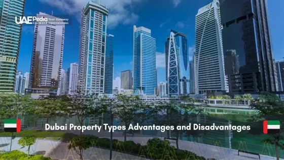 Modern high-rise buildings in Dubai Marina with landscaped areas in front