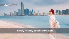 A woman enjoying a walk along a family-friendly beach in the UAE