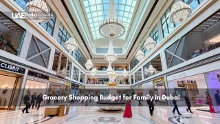 Interior of a luxury shopping mall with chandeliers in Dubai