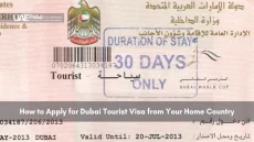 Dubai tourist visa with 30-day validity stamp
