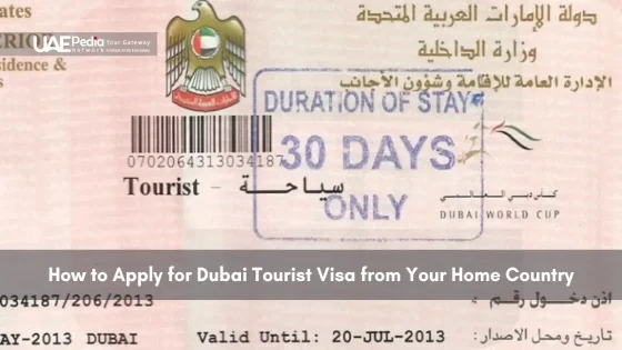 Dubai tourist visa with 30-day validity stamp