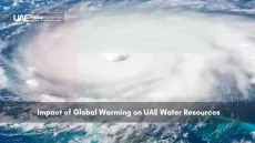 Satellite view of large storm over ocean