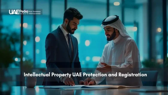 Two men in business attire discussing intellectual property.