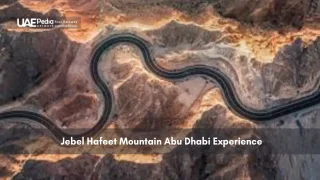 Aerial view of winding road on Jebel Hafeet mountain in Abu Dhabi