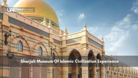 Exterior view of Sharjah Museum of Islamic Civilization with golden dome