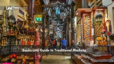 Traditional UAE souk with shops selling lanterns, souvenirs, and jewelry