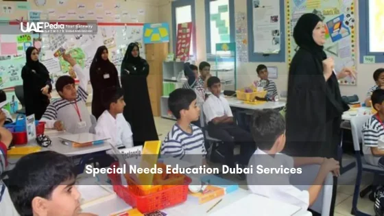 Classroom in Dubai with special needs students and teachers during a lesson
