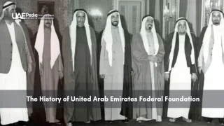 Founding fathers of the UAE in traditional attire during federation formation