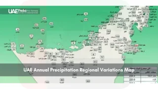 Map of UAE showing annual rainfall distribution by region