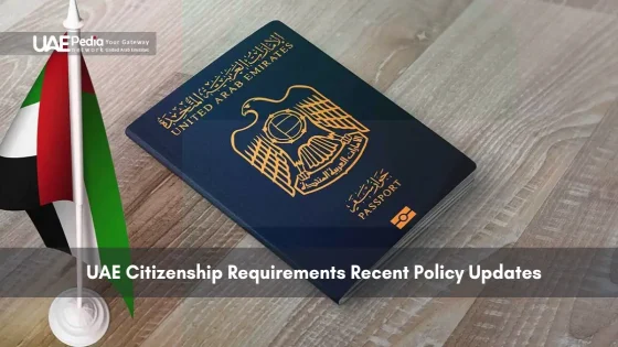 Two UAE passports overlaid on a UAE flag background