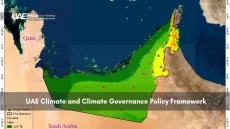 UAE climate policy map highlighting elevation and governance zones
