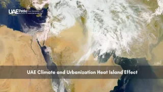 Satellite image of the UAE showing the urban heat island effect