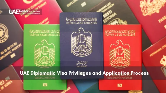 Close-up of different UAE passports, including a diplomatic one.