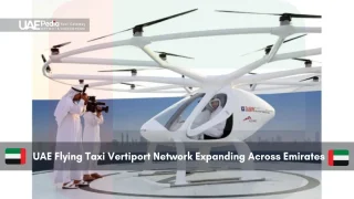 UAE officials near a flying taxi prototype