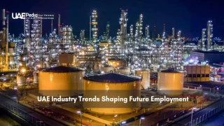 Oil refinery at night showing industrial developments in the UAE