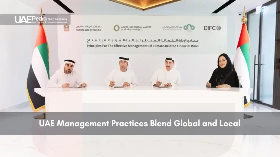 UAE officials signing a document on climate-related financial risk management