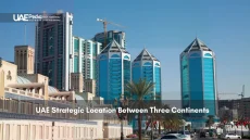 Modern UAE city skyline emphasizing geographic connectivity