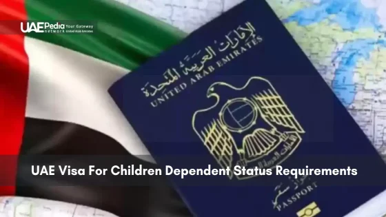UAE passport placed on a map with a national flag in the background