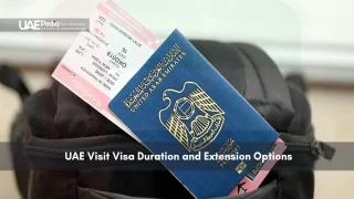UAE passport with airline ticket on backpack