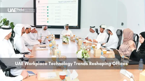 Business meeting in UAE showcasing modern workplace technology trends