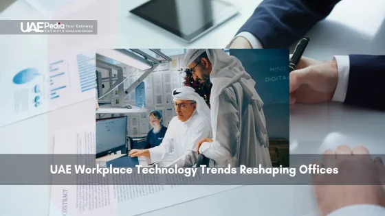 Office workers exploring technological trends in UAE