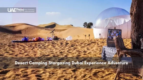 Stargazing desert camp with telescope and dome tent in Dubai