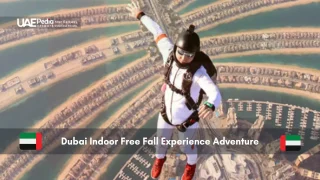 Skydiver over Palm Jumeirah during a free fall experience
