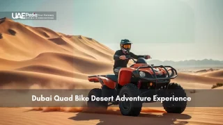 Person riding red quad bike on Dubai sand dunes