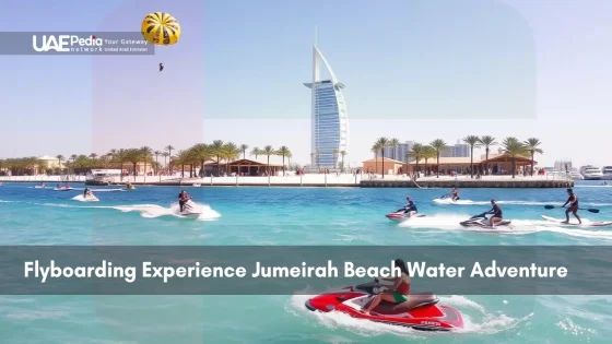 Tourists enjoy jet skis and flyboarding near Burj Al Arab