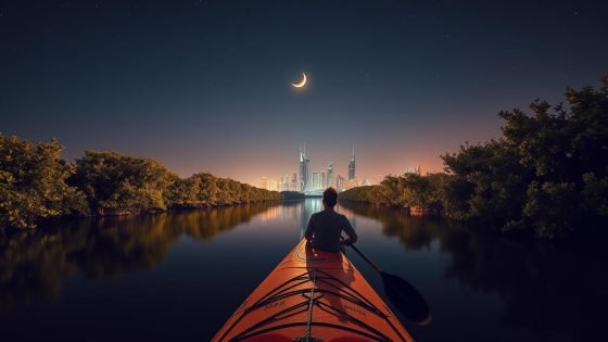 night kayaking abu dhabi mangroves