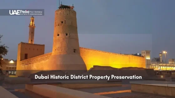 Dubai heritage fort lit up at dusk for preservation focus