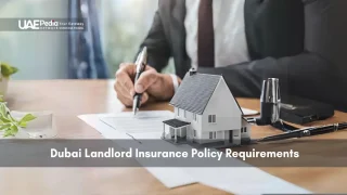 Businessman signing document with house model showing landlord insurance policy
