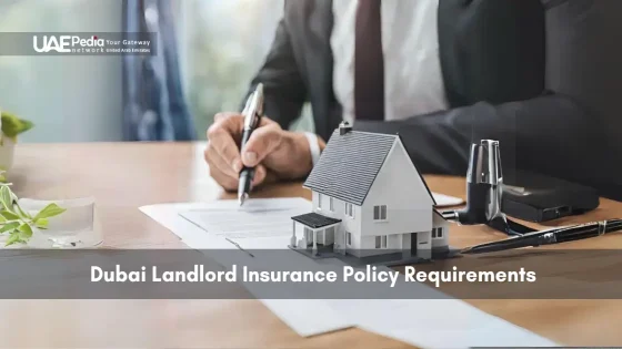 Businessman signing document with house model showing landlord insurance policy