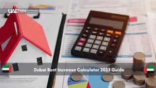 Calculator and coins beside documents and house model