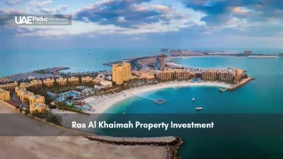 Aerial view of Ras Al Khaimah coastline with hotels and developments