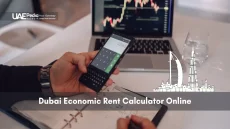 Smartphone calculator and laptop graphs for online rent estimation.
