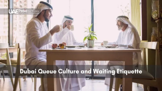 Emirati men sitting at a table, enjoying coffee and conversation.